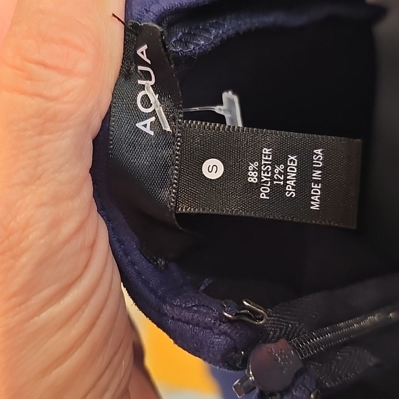 Aqua Faux Suede Navy Midi Dress Sz S NWOT MSRP $98 - Picture 5 of 6